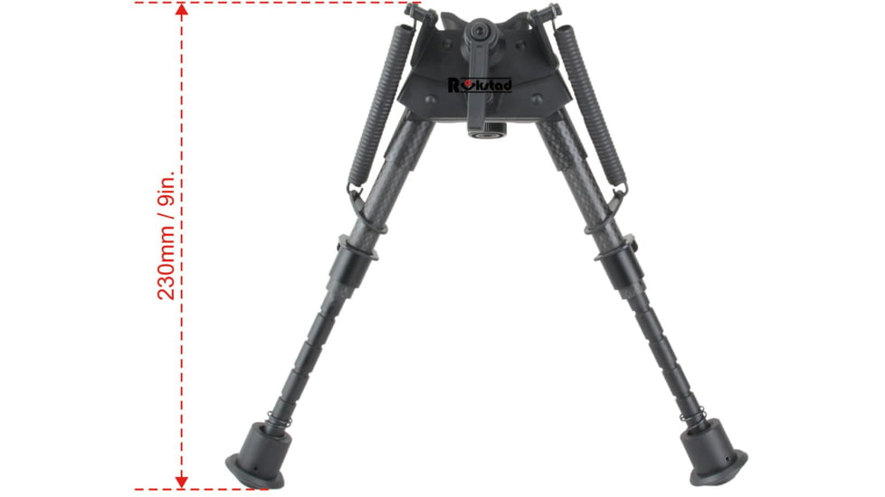 Vector Optics Carbon Fiber Swivel Spring Bipod, 6-9in, Black, RSCFS-06