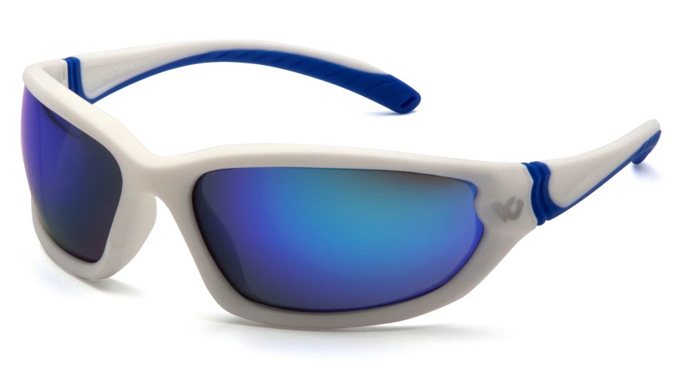Venture Gear Ocoee Shooting Glasses, Ice Blue Mirror Anti-Fog Lens, White Frame VGSW165T
