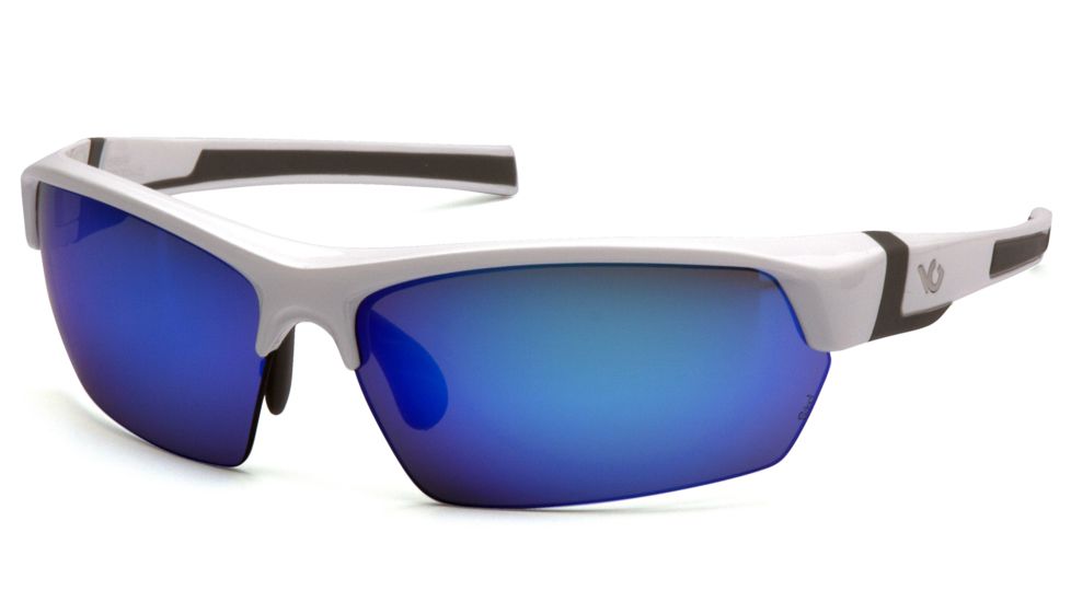Venture Gear Tensaw Shooting Glasses, White/Gray Frame, Ice Blue Mirror Anti-Fog Lens, VGSW365T