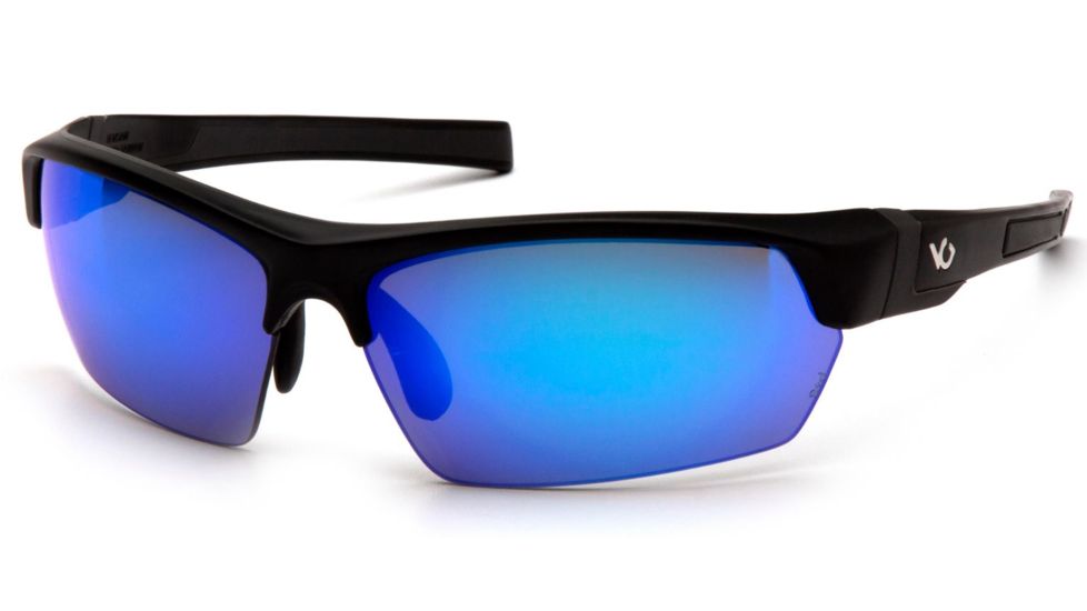 Venture Gear Tensaw Shooting Glasses, White/Blue Frame, Ice Blue Mirror Anti-Fog Lens, VGSB365T