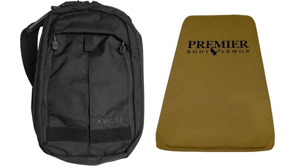 Vertx EDC Transit Sling Backpack in Black with Premier Body Armor Ballistic Panel