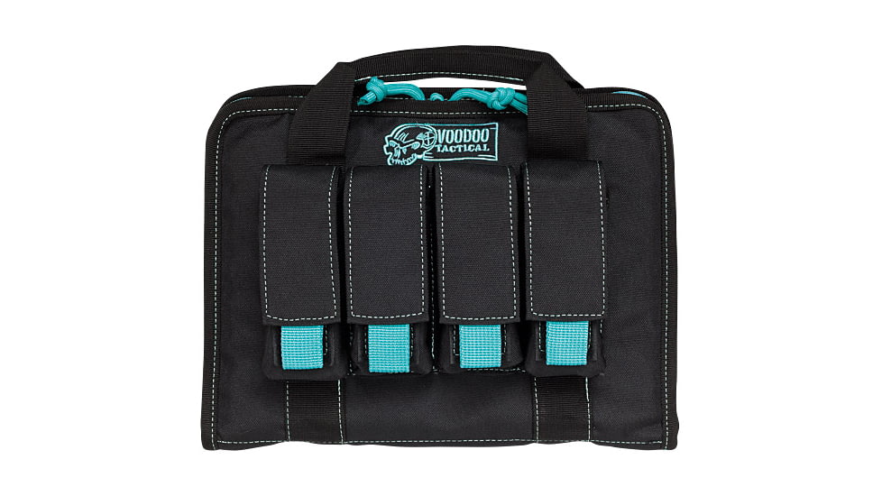 Voodoo Tactical Pistol Case w/ Mag Pouches, Black/Teal, 25-0017162000