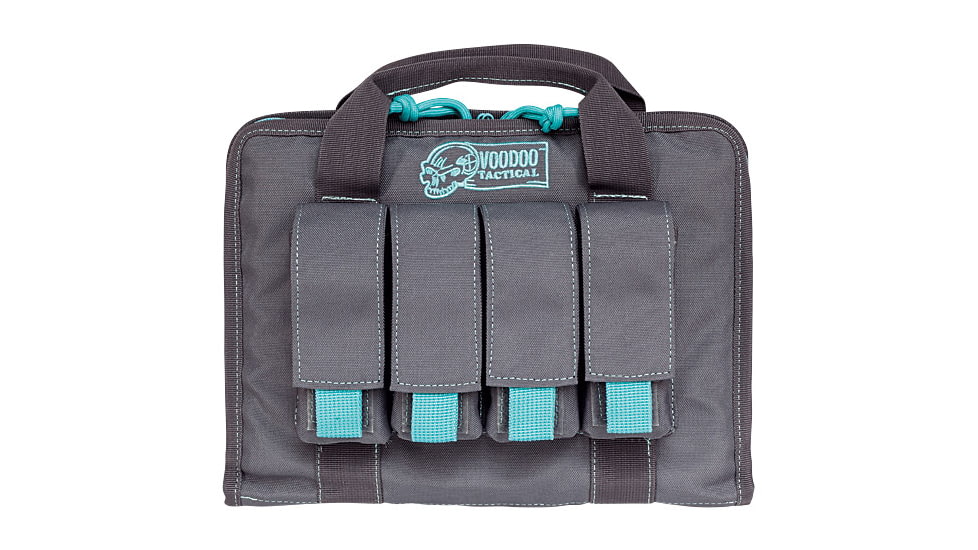 Voodoo Tactical Pistol Case w/ Mag Pouches, Gray/Teal, 25-0017161000