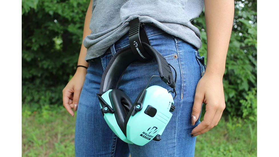 Walkers Razor Slim Shooter Folding Electronic Ear Muff, 23 dB NRR, Light Teal, GWP-RSEM-LTL