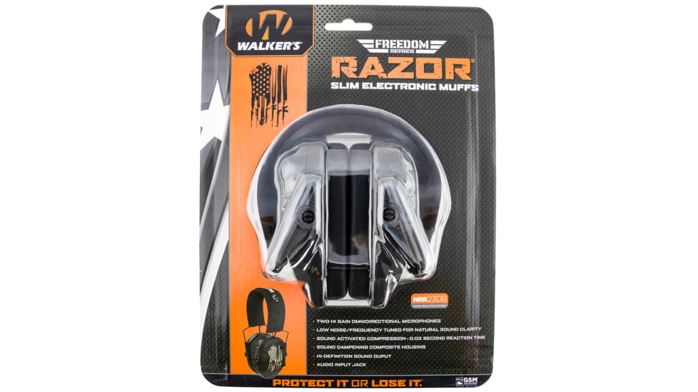 Walkers WP-RSEMFS-FLG Razor Freedom Muff 23 DB Over The Head Polymer Black Ear