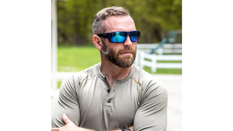 War Bird Fusillade Glasses, Navy Frame/Smoke Lens/Ice Blue Shield, EYFUNYSMIBR