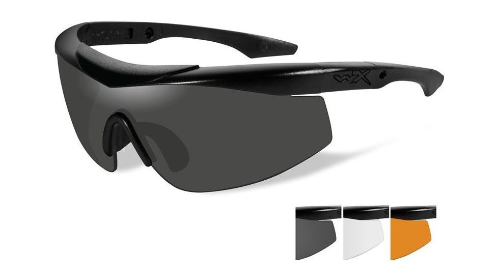 Wiley X Talon Sunglasses-Matte Black Frame-Smoke Grey-Clear-Light Rust Lenses CHTLN2