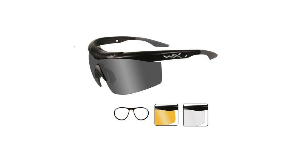 Wiley X WX Talon Sunglasses, Matte Black Frame, Smoke/Clear/Light Rust w/ Blank RX Insert 