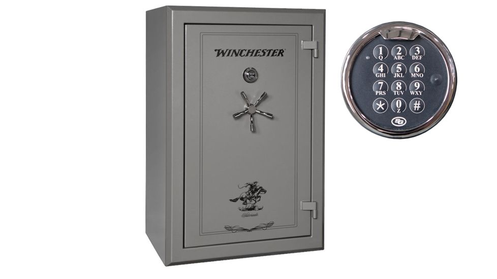 Winchester Safes Silverado 40, 48 Gun Safe, 2 Hour Fire Rating, U.L. Listed Electronic Lock, Black, 40.3 cu. Ft, S-5940-40-7-E