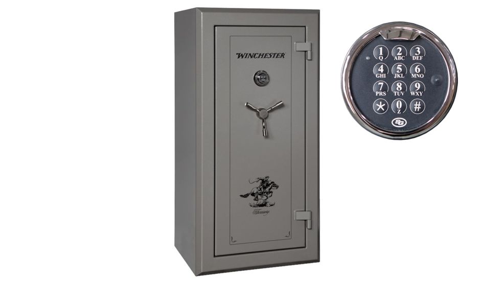 Winchester Safes Treasury 26, 26 Gun Safe, 90 Min Fire Rating, U.L. Listed Electronic Lock, Gunmetal Gray, 26.0 cu. Ft, TR-5930-26-10E