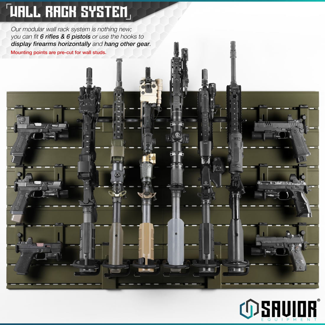 Savior Wall Rack Savior Equipment Wall Rack System 10 Panel Kit w/Attachments WRS-FULL ...